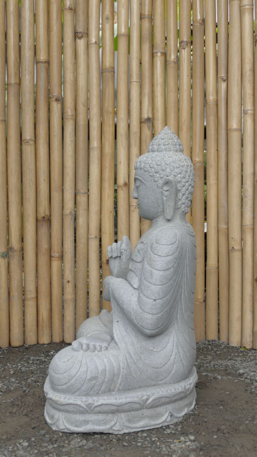  Product image 4 of the product “Seated Buddha made of Riverstone in Dharmachakra gesture of wheel of the teaching of the Dharma, H. 79cm. ”